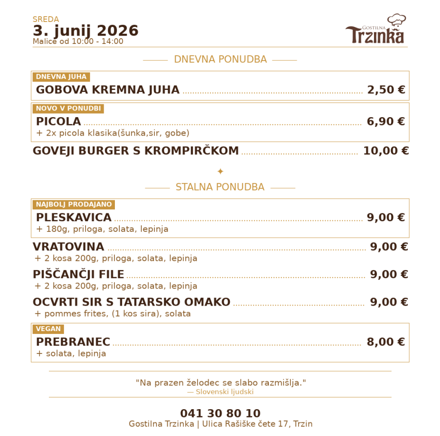 Dnevne malice – 3. junij 2026